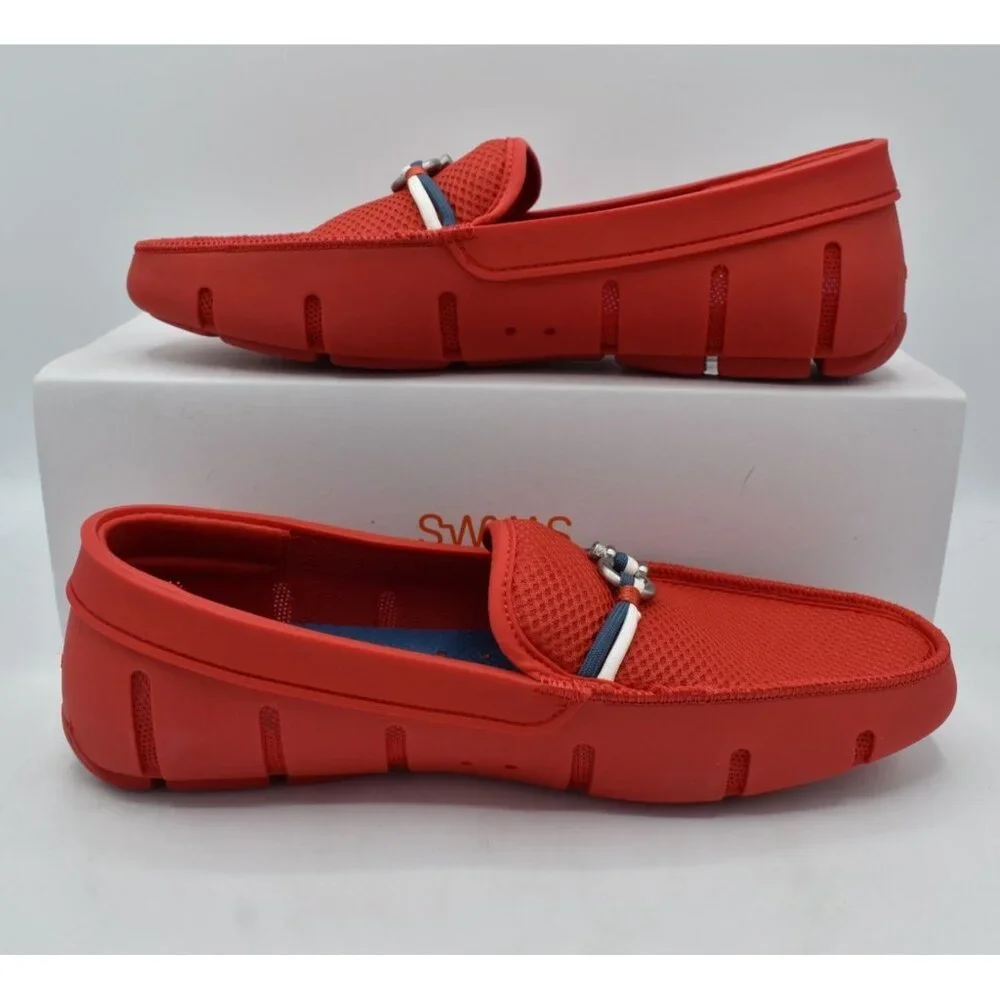 SWIMS Mens Size 9.5 Riva Red Slip On Loafers Shoes‎